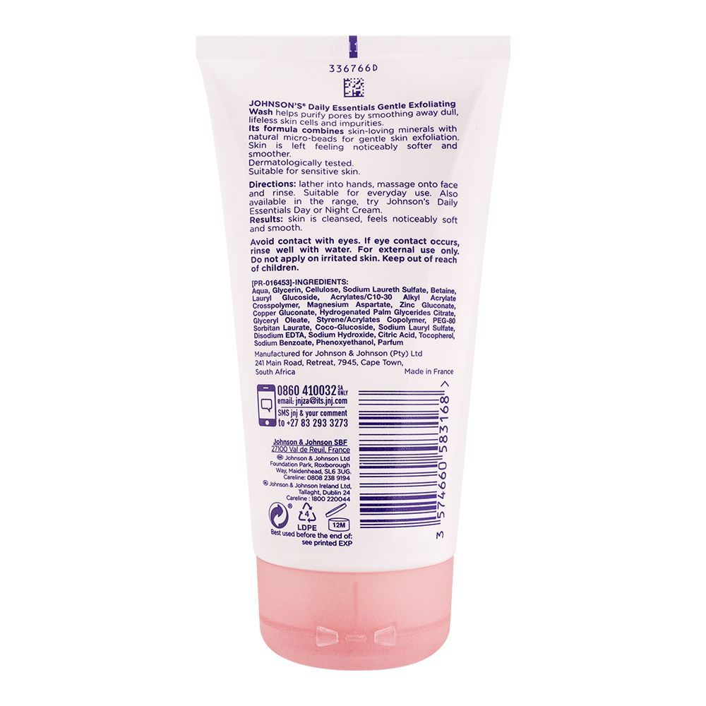Johnson's Face Care Gentle Exfoliating Face Wash, For All Skin Types, 150ml