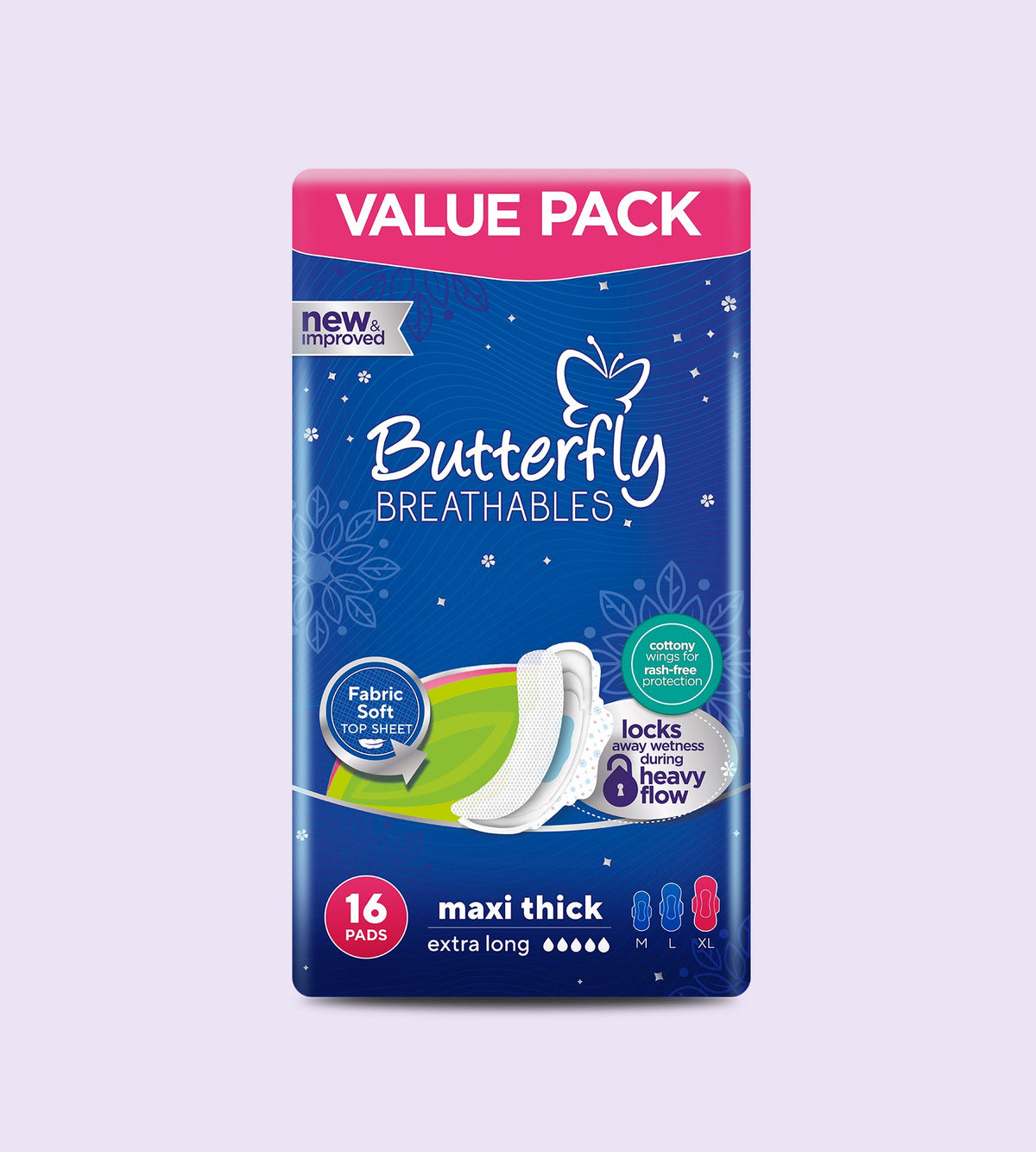 Butterfly Breathables Maxi Thick Fabric Soft Sanitary Pads
