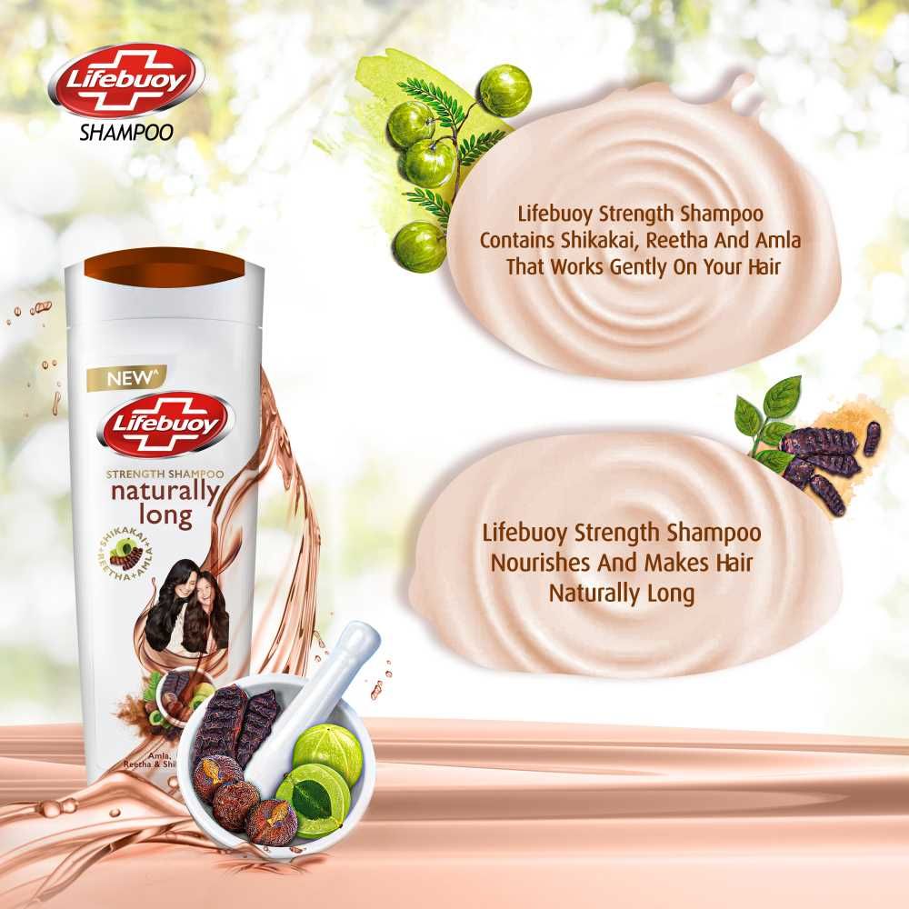 Lifebuoy Naturally Long Amla Reetha & Shikakai Strength Shampoo, 650ml