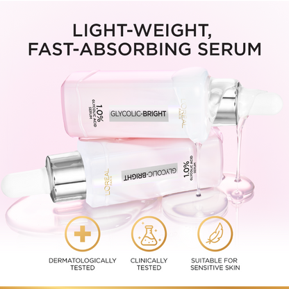 L'Oreal Paris Glycolic Bright Instant Glowing Serum, Reduces 57% Dark Spots, 30ml