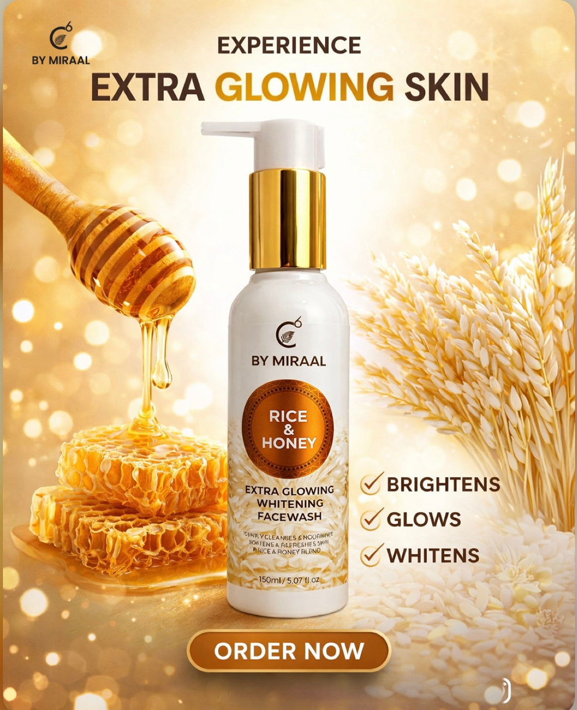 C6 BY MIRAAL RICE AND HONEY FACE WASH