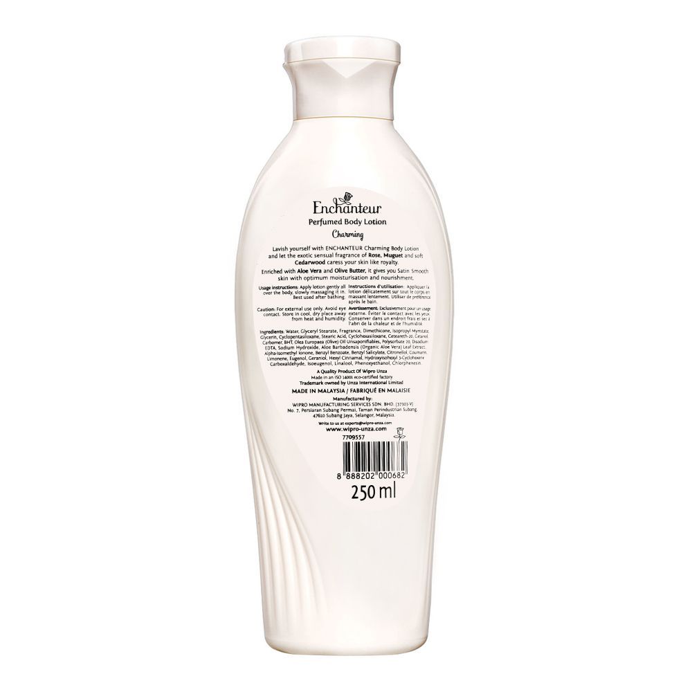 Enchanteur Gorgeous Moisture Silk Perfumed Body Lotion, Aloe Vera & Olive Butter, 250ml