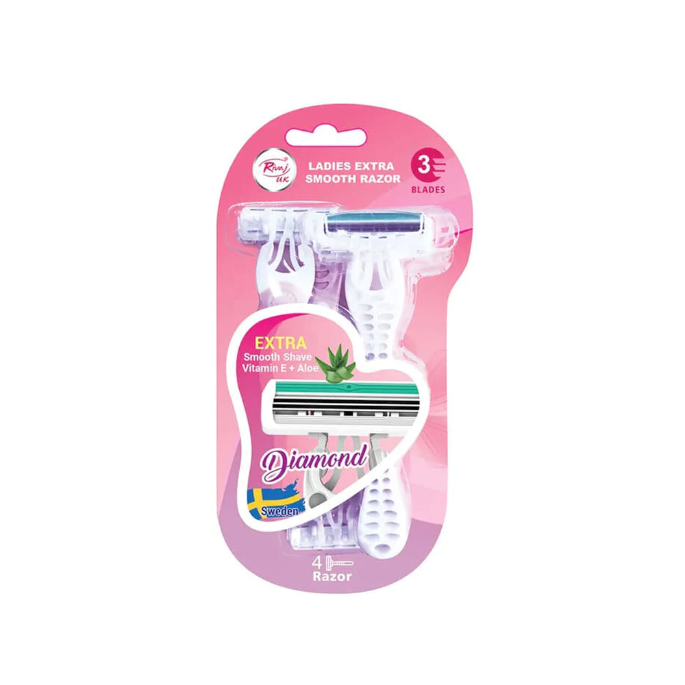 RIVAJ-UK Ladies Extra Smooth Diamond Razor (Pack of 4)
