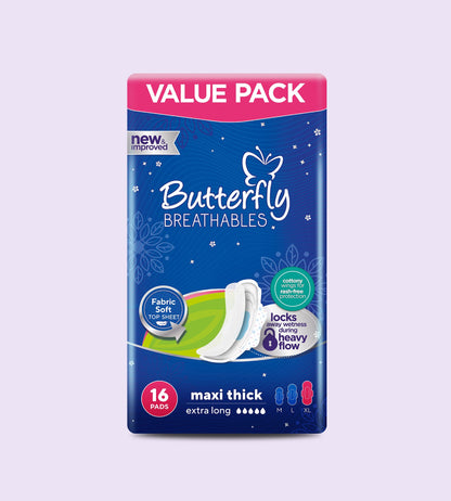 Butterfly Breathables Maxi Thick Fabric Soft Sanitary Pads