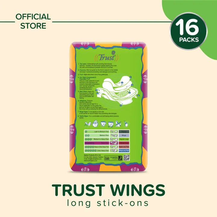 Trust Wings Long Stick Ons 16 Pcs