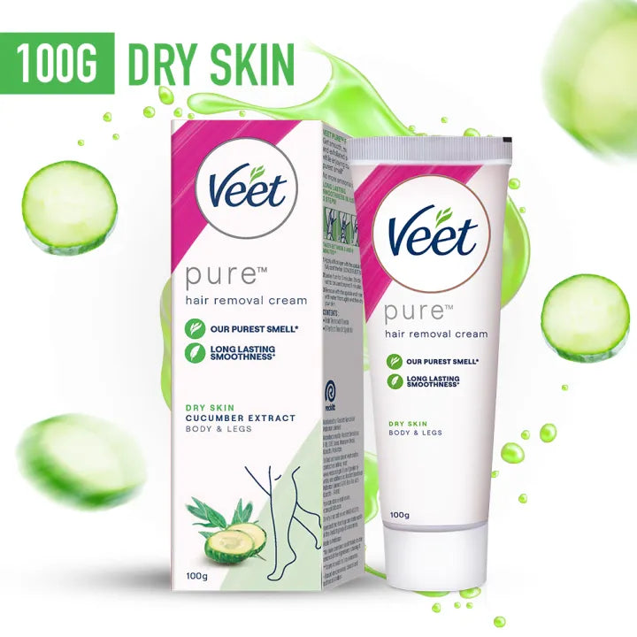 Veet Pure Hair Removal Cream Dry 100g - Body & Legs