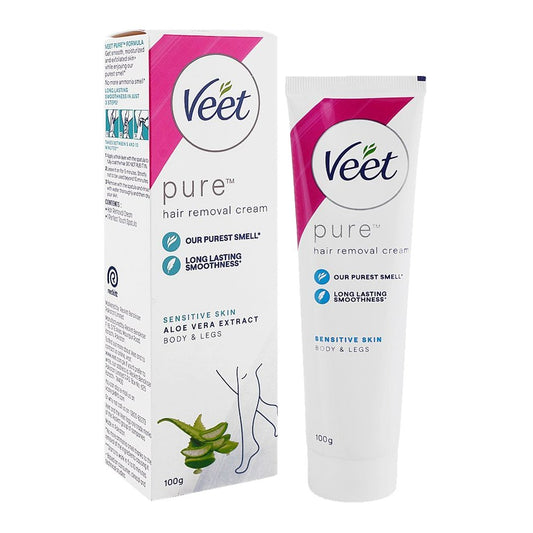 Veet Pure Hair Removal Cream with Aloe Vera Extracts for Sensitive Skin, 100g